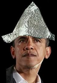 "Secret picture taken of Obama saying, 'I now feel Leadership and Cunning abilities moving thru my Brain.'''  Picture courtesy of Google Image Search.